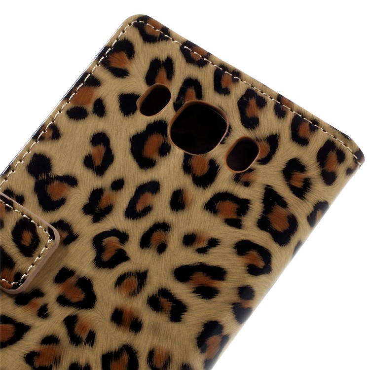 Leopard Pattern Glossy Leather Wallet Phone Case for Samsung Galaxy On8-8