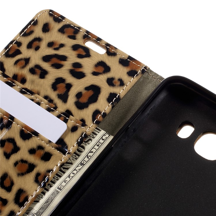 Leopard Pattern Glossy Leather Wallet Phone Case for Samsung Galaxy On8-9
