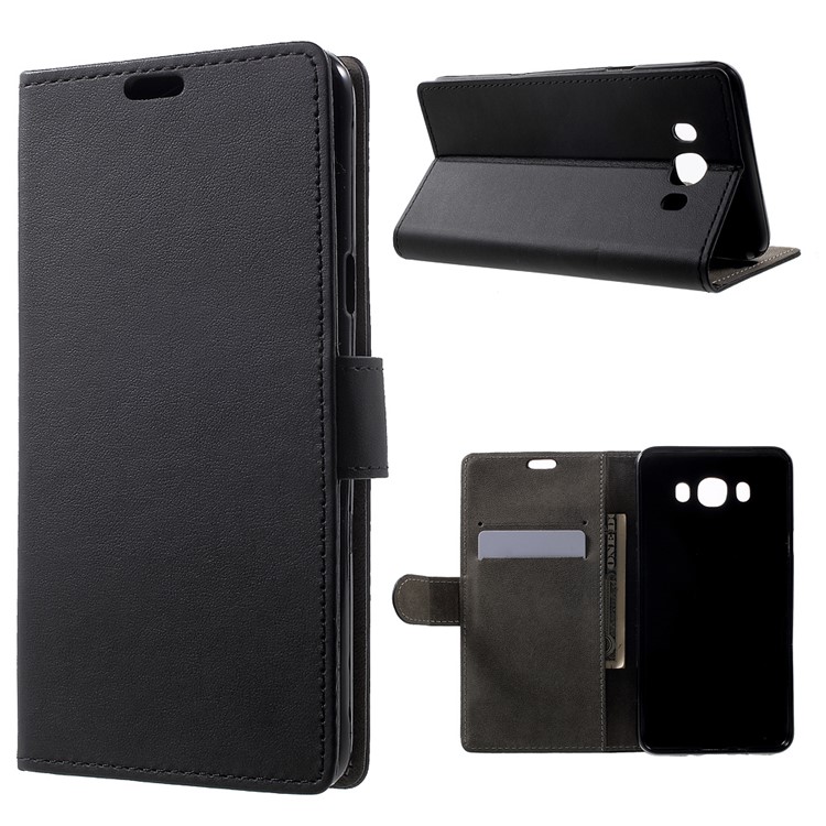 Wallet Stand Leather Phone Case for Samsung Galaxy On8 - Black-1