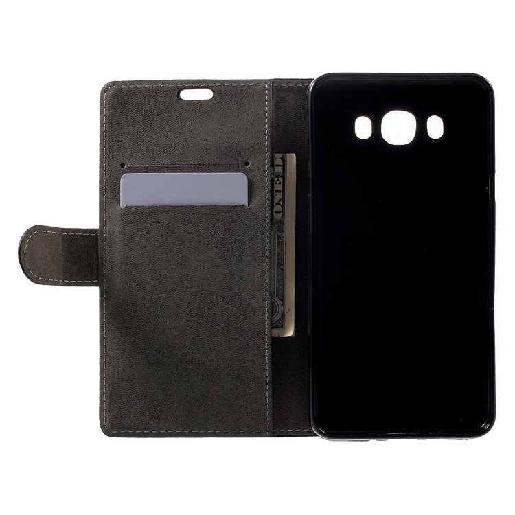 Wallet Stand Leather Phone Case for Samsung Galaxy On8 - Black-4