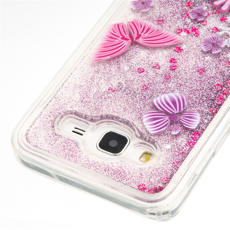 Patterned Floating Sequins TPU Case for Samsung Galaxy J5 SM-J500F - Purple / Flowers and Butterfly-4