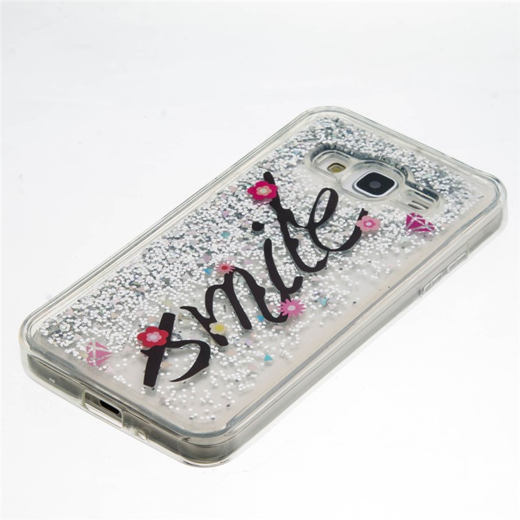 Fluid Glitter Sequins TPU Case for Samsung Galaxy J3 (2016) J310 - Smile-2
