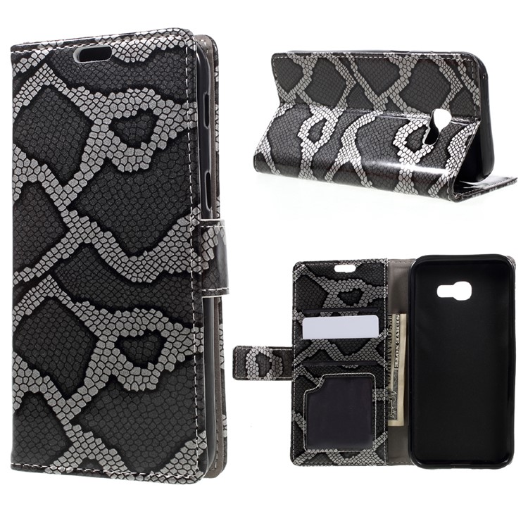 Snake Texture Leather Wallet Stand Case for Samsung Galaxy A5 (2017) - Grey-1