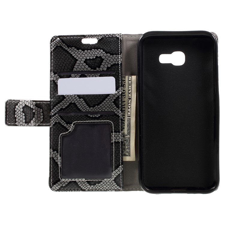 Snake Texture Leather Wallet Stand Case for Samsung Galaxy A5 (2017) - Grey-6