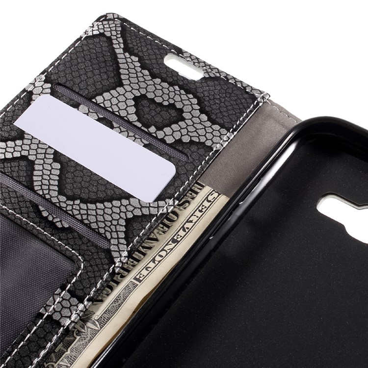 Snake Texture Leather Wallet Stand Case for Samsung Galaxy A5 (2017) - Grey-9