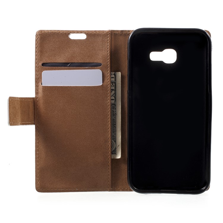 Patterned Leather Wallet Mobile Case for Samsung Galaxy A5 (2017) - Eiffel Tower and Feather-4