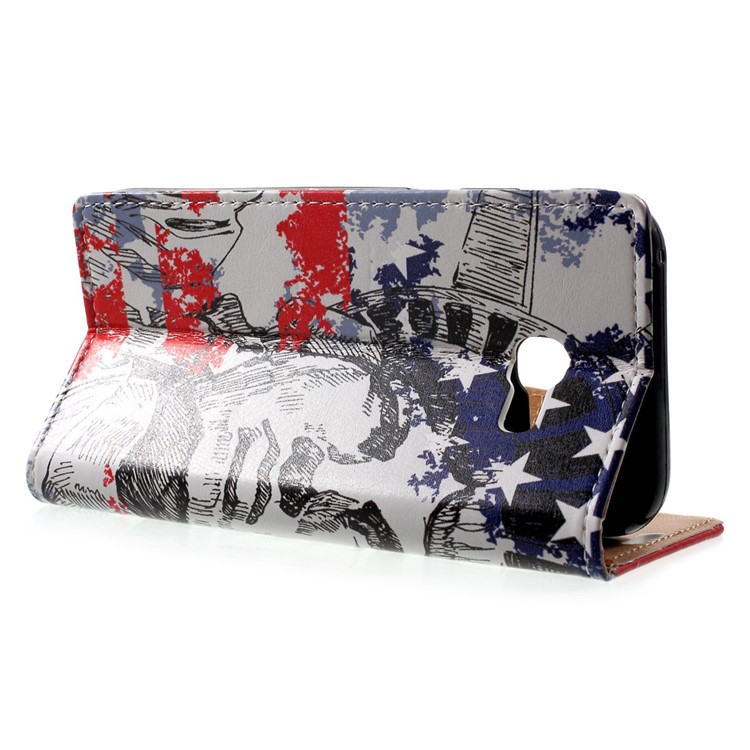 Patterned Leather Wallet Case for Samsung Galaxy A5 (2017) - Statue of Liberty-3