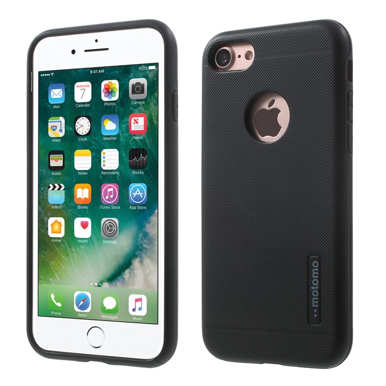 MOTOMO 2-in-1 TPU + PC Shockproof Hybrid Case for iPhone 7 4.7 inch - Black-1