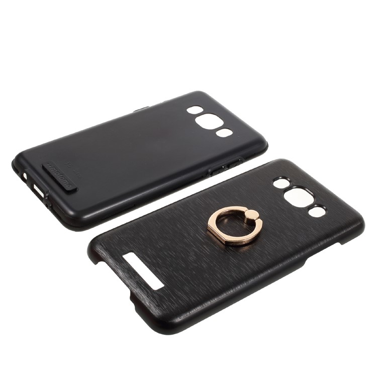 MOTOMO Brushed PC + TPU Ring Kickstand Case for Samsung Galaxy J5 (2016) SM-J510 - Black-11