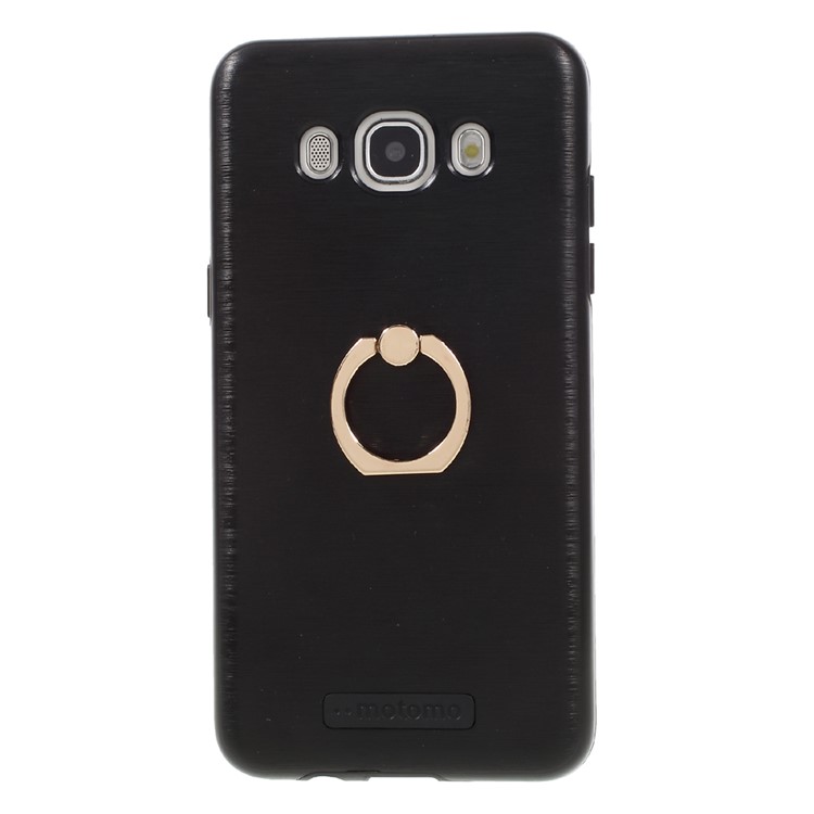 MOTOMO Brushed PC + TPU Ring Kickstand Case for Samsung Galaxy J5 (2016) SM-J510 - Black-3