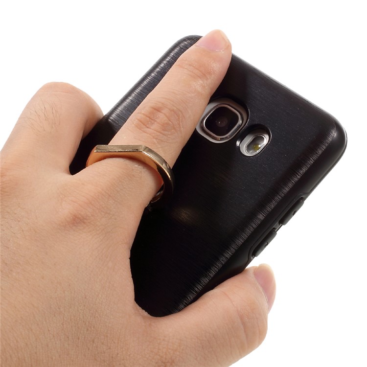 MOTOMO Brushed PC + TPU Ring Kickstand Case for Samsung Galaxy J5 (2016) SM-J510 - Black-9