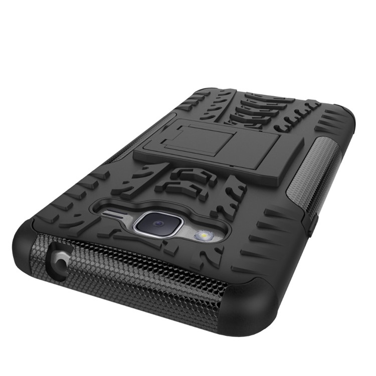 Tyre Pattern PC + TPU Hybrid Case for Samsung Galaxy J2 Prime with Kickstand - Black-10