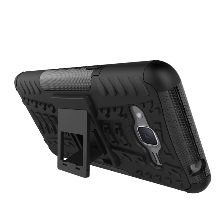 Tyre Pattern PC + TPU Hybrid Case for Samsung Galaxy J2 Prime with Kickstand - Black-8