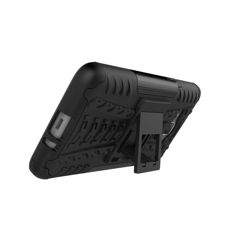 Tyre Pattern PC + TPU Hybrid Case for Samsung Galaxy J2 Prime with Kickstand - Black-9