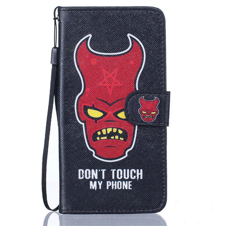 Patterned Leather Wallet Stand Phone Case for Samsung Galaxy S6 G920 - Do Not Touch My Phone-1