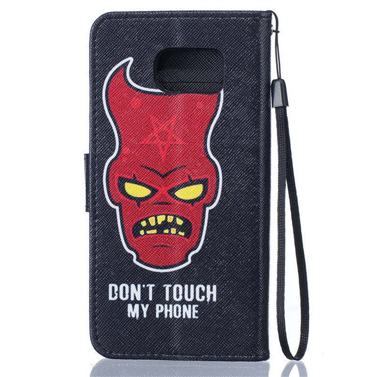 Patterned Leather Wallet Stand Phone Case for Samsung Galaxy S6 G920 - Do Not Touch My Phone-2