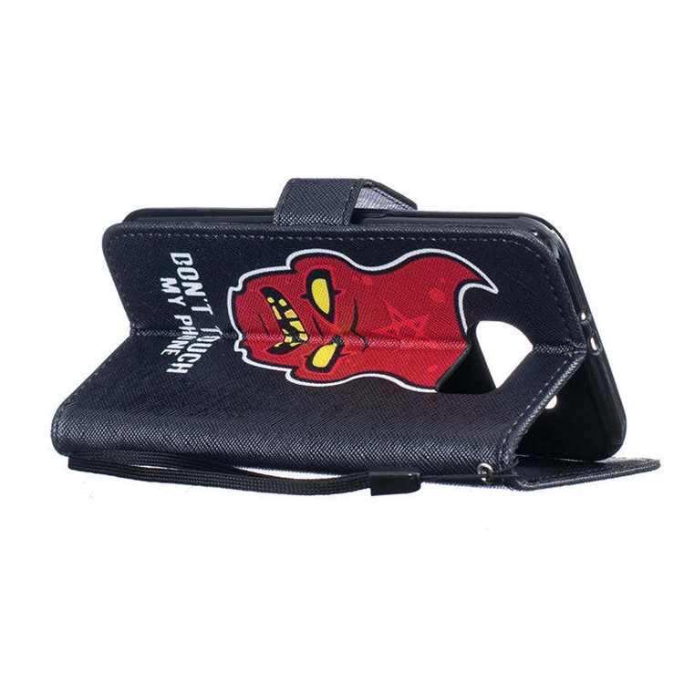 Patterned Leather Wallet Stand Phone Case for Samsung Galaxy S6 G920 - Do Not Touch My Phone-3