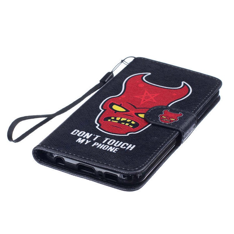 Patterned Leather Wallet Stand Phone Case for Samsung Galaxy S6 G920 - Do Not Touch My Phone-5