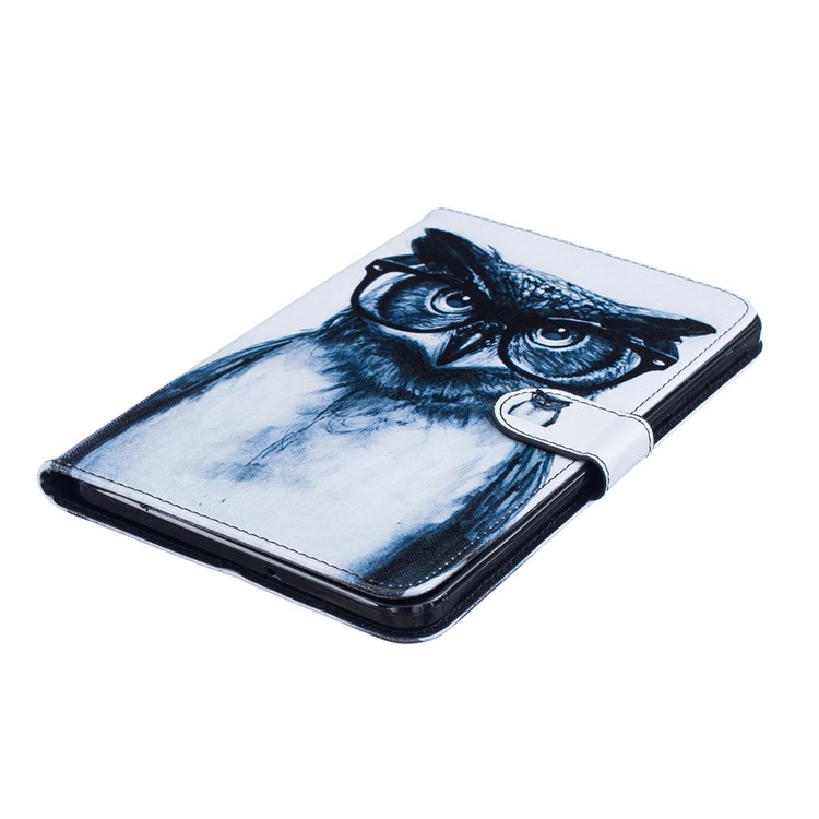 Patterned Flip Stand Leather Wallet Case for Samsung Galaxy Tab E 8.0 T375 T377 T377 - Cool Owl-5