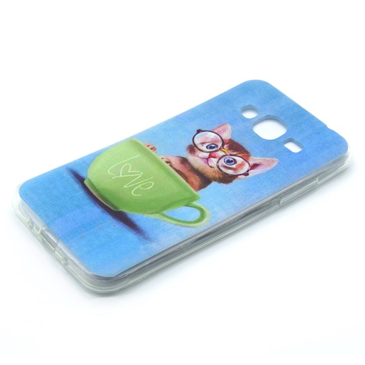 Pattern Printing TPU Cell Phone Case for Samsung Galaxy J3 (2016) J310 / J3 - Cat in the Cup-2