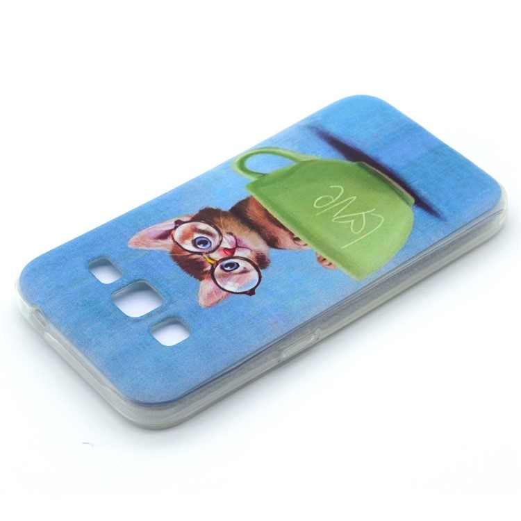 Pattern Printing TPU Cell Phone Case for Samsung Galaxy J3 (2016) J310 / J3 - Cat in the Cup-3