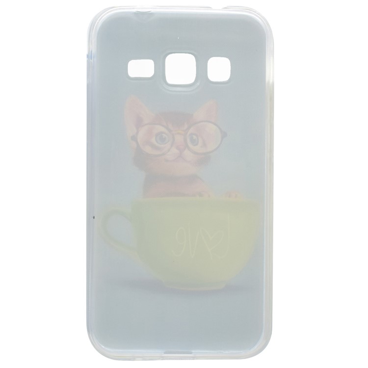 Pattern Printing TPU Phone Case for Samsung Galaxy J2 Pro / J2 (2016) - Lovely Cat and Coffee Cup-4