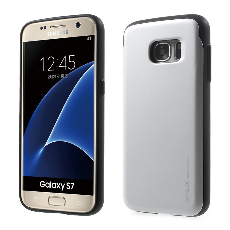 

MERCURY GOOSPERY Sky Slide PC Back TPU Bumper Card Slot Case for Samsung Galaxy S7 G930 - Silver
