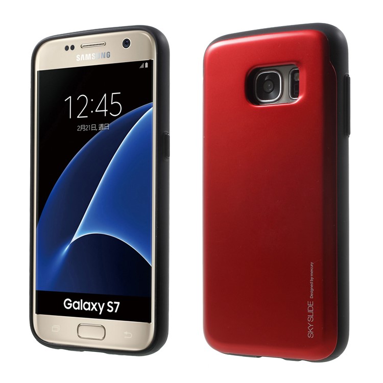 

MERCURY GOOSPERY Sky Slide PC Back TPU Bumper Card Slot Cover for Samsung Galaxy S7 G930 - Red