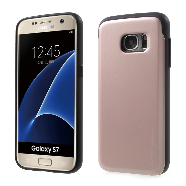 

MERCURY GOOSPERY Sky Slide PC TPU Bumper Cover with Card Slot for Samsung S7 G930 - Rose Gold