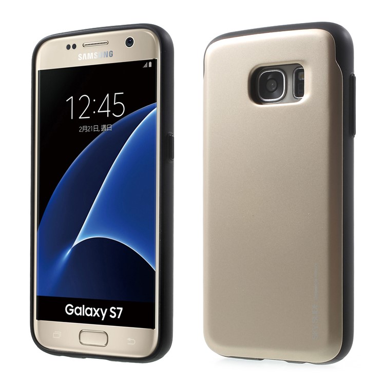 

MERCURY GOOSPERY Sky Slide PC TPU Bumper Mobile Case with Card Slot for Samsung S7 G930 - Gold
