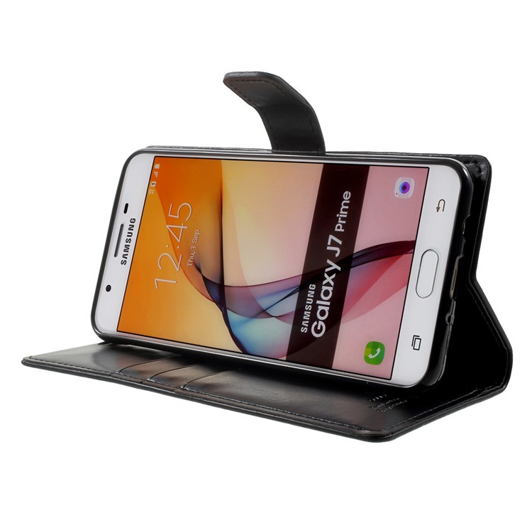 MERCURY GOOSPERY Blue Moon Leather Wallet Case for Samsung Galaxy J7 Prime/On7 2016 - Black-3