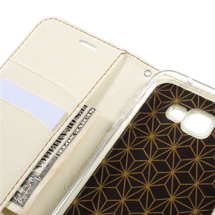 ROAR KOREA Twill Grain Leather Wallet Cover for Samsung Galaxy A8 (2016) - White-10