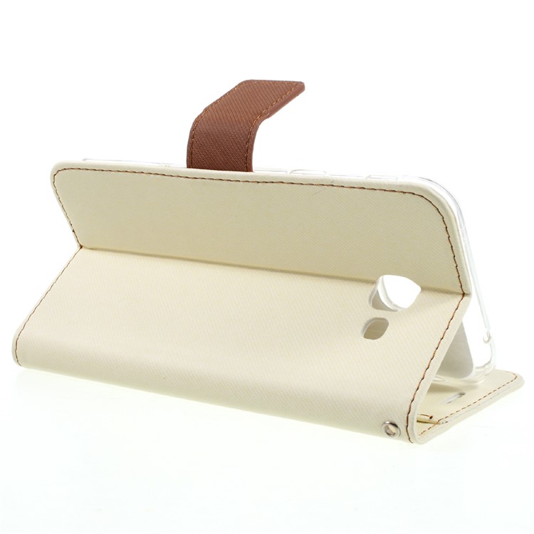 ROAR KOREA Twill Grain Leather Wallet Cover for Samsung Galaxy A8 (2016) - White-5