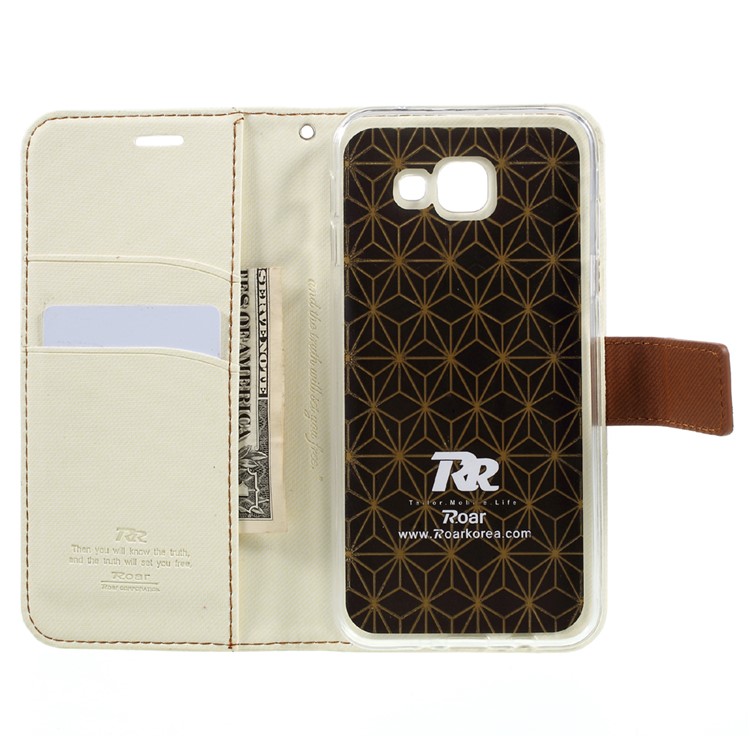 ROAR KOREA Twill Grain Leather Wallet Cover for Samsung Galaxy A8 (2016) - White-6
