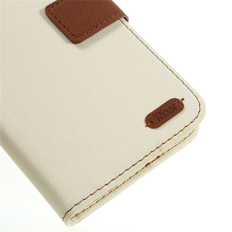 ROAR KOREA Twill Grain Leather Wallet Cover for Samsung Galaxy A8 (2016) - White-7
