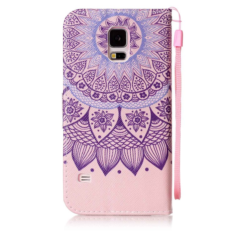 Patterned Leather Wallet Case for Samsung Galaxy S5 G900 with Strap - Bohemian Pattern-2