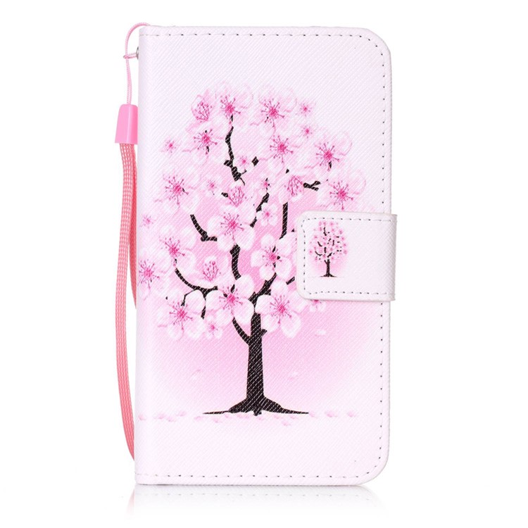 Patterned Leather Wallet Case with Strap for Samsung Galaxy J1 (2016) J120 - Pretty Plum Flower-1