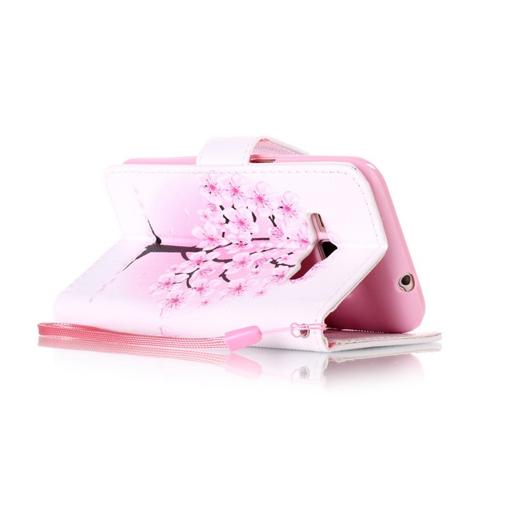 Patterned Leather Wallet Case with Strap for Samsung Galaxy J1 (2016) J120 - Pretty Plum Flower-4