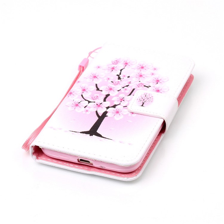 Patterned Leather Wallet Case with Strap for Samsung Galaxy J1 (2016) J120 - Pretty Plum Flower-5
