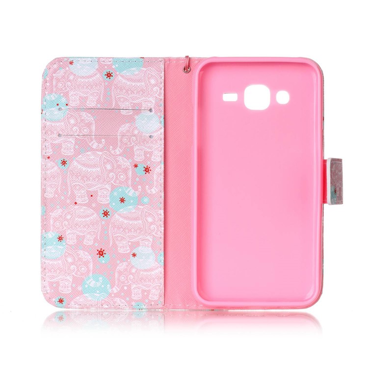 Patterned Leather Wallet Flip Case for Samsung Galaxy J5 SM-J500F - Elephants-3