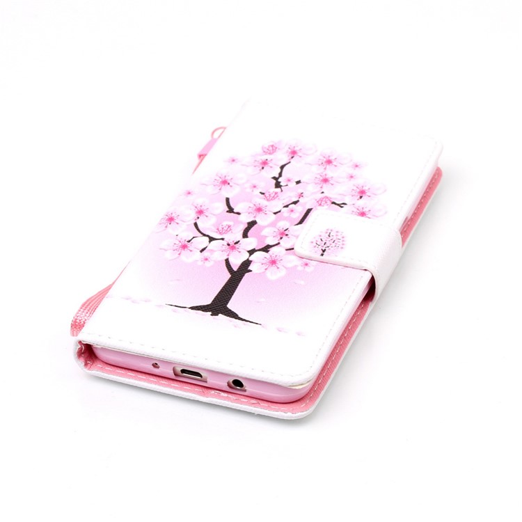 Patterned Wallet Leather Stand Case with Lanyard for Samsung Galaxy J5 (2016) SM-J510 - Plum Blossom-5