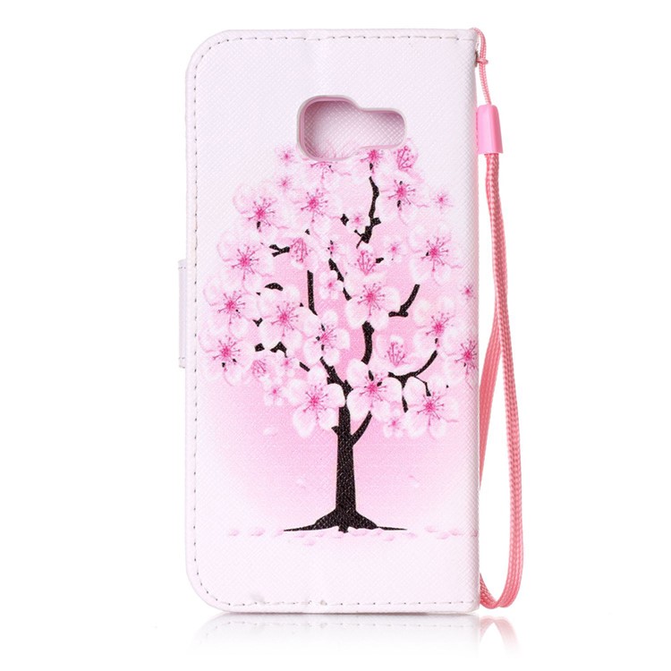 Patterned Wallet Leather Case with Strap for Samsung Galaxy A3 SM-A310F (2016) - Pretty Plum Flower-2