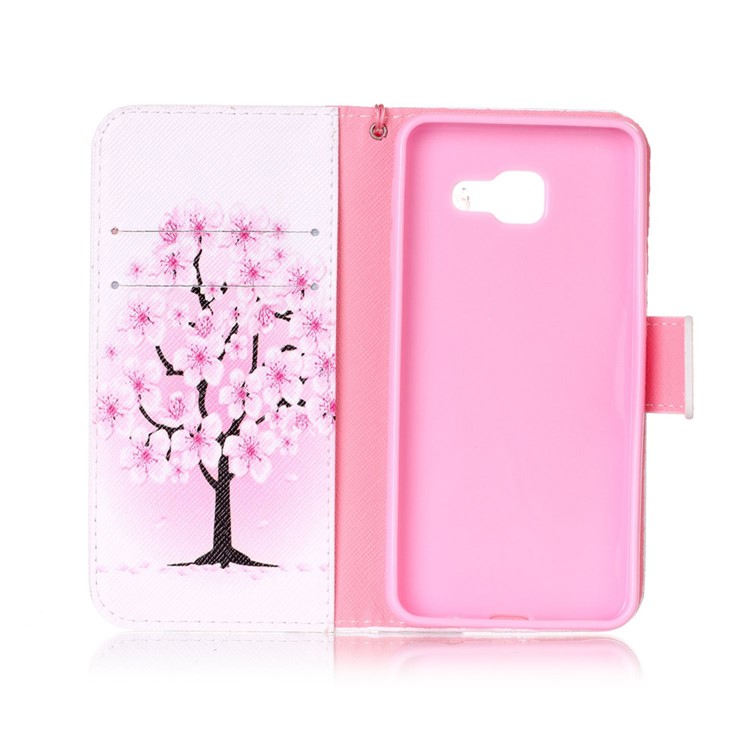 Patterned Wallet Leather Case with Strap for Samsung Galaxy A3 SM-A310F (2016) - Pretty Plum Flower-3