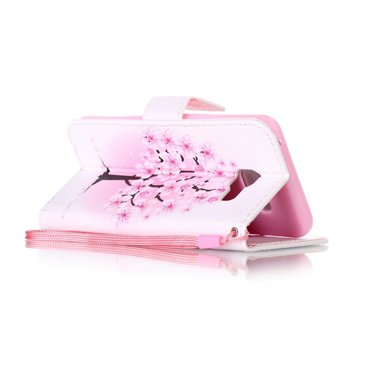 Patterned Wallet Leather Case with Strap for Samsung Galaxy A3 SM-A310F (2016) - Pretty Plum Flower-4