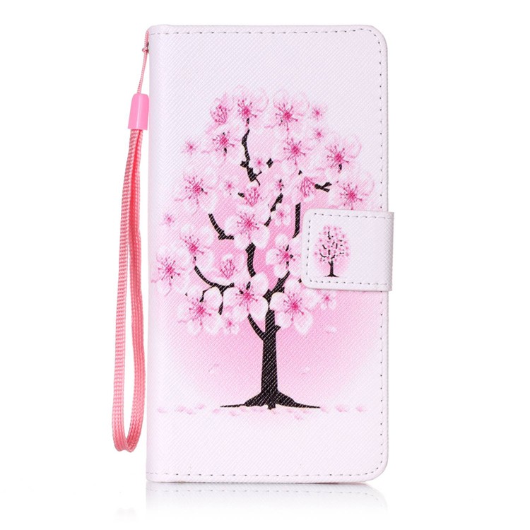 Patterned Wallet Leather Case with Lanyard for Samsung Galaxy A5 SM-A510F (2016) - Plum Blossom-1