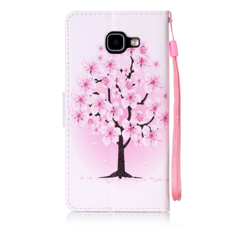 Patterned Wallet Leather Case with Lanyard for Samsung Galaxy A5 SM-A510F (2016) - Plum Blossom-2