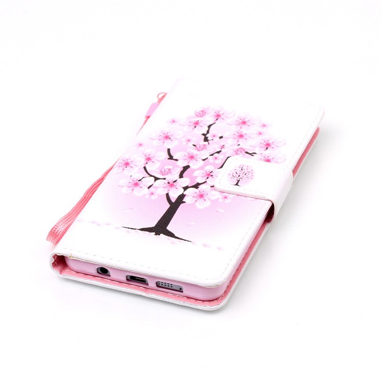 Patterned Wallet Leather Case with Lanyard for Samsung Galaxy A5 SM-A510F (2016) - Plum Blossom-5