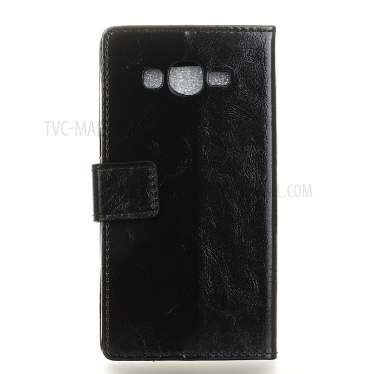 Crazy Horse Leather Phone Case Wallet for Samsung Galaxy J2 Prime - Black-2