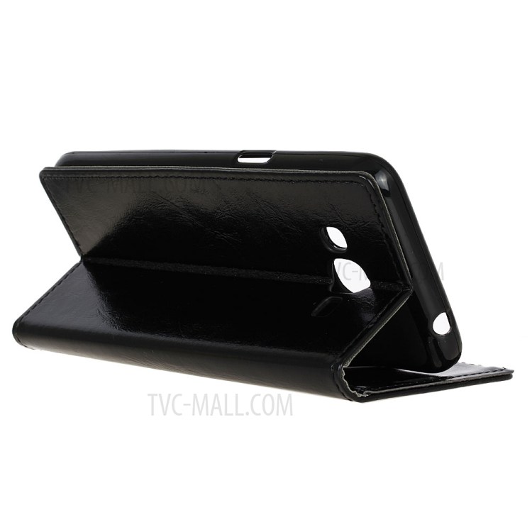 Crazy Horse Leather Phone Case Wallet for Samsung Galaxy J2 Prime - Black-5