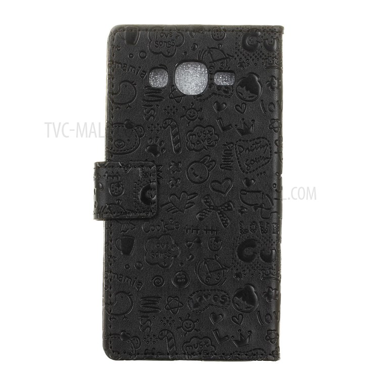 Cartoon Graffiti Leather Stand Wallet Phone Case for Samsung Galaxy J2 Prime - Black-2